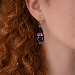 Blue Art Glass Vintage Earrings